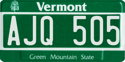 VT license plate AJQ505