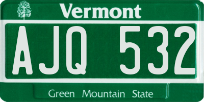 VT license plate AJQ532