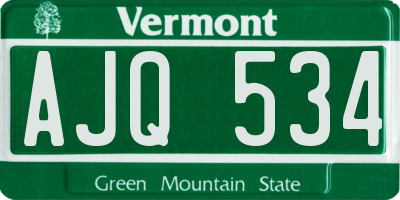 VT license plate AJQ534