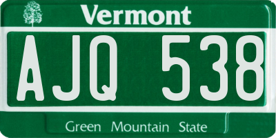 VT license plate AJQ538