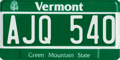 VT license plate AJQ540