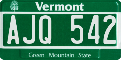 VT license plate AJQ542