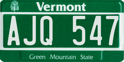 VT license plate AJQ547