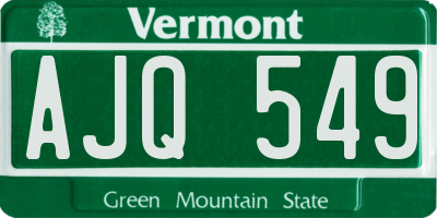 VT license plate AJQ549