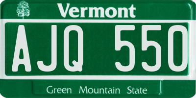 VT license plate AJQ550