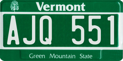 VT license plate AJQ551