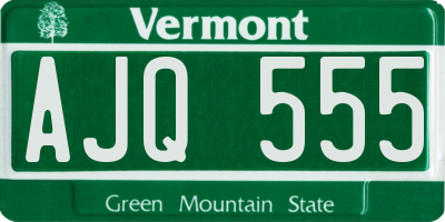 VT license plate AJQ555