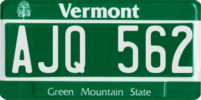 VT license plate AJQ562