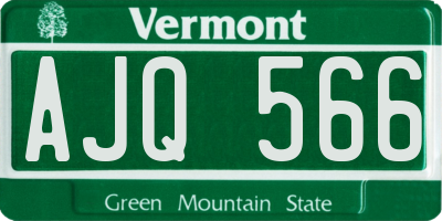 VT license plate AJQ566