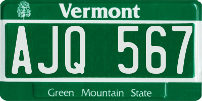 VT license plate AJQ567