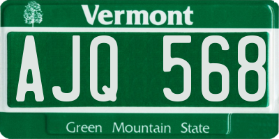 VT license plate AJQ568
