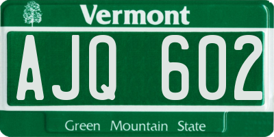 VT license plate AJQ602
