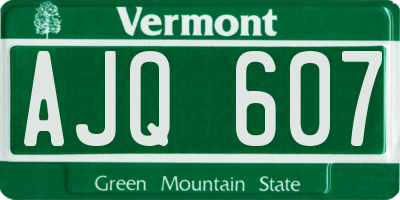 VT license plate AJQ607