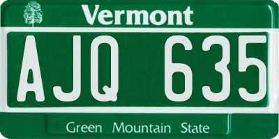VT license plate AJQ635