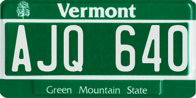 VT license plate AJQ640
