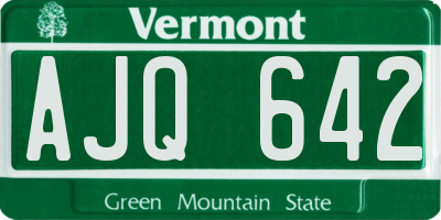 VT license plate AJQ642