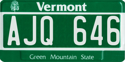 VT license plate AJQ646
