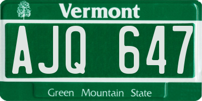 VT license plate AJQ647