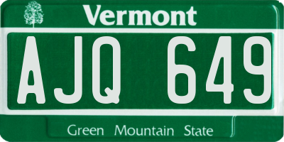 VT license plate AJQ649