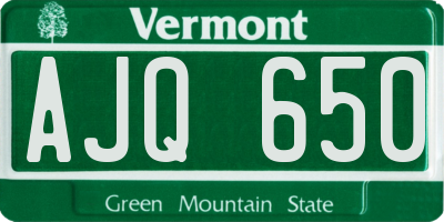 VT license plate AJQ650