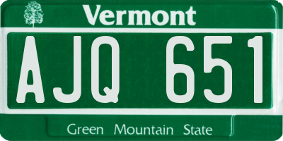 VT license plate AJQ651