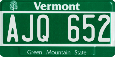 VT license plate AJQ652