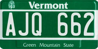 VT license plate AJQ662