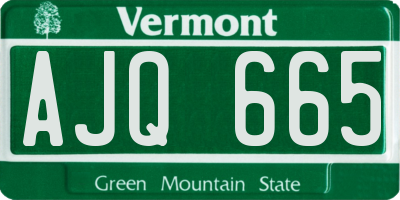 VT license plate AJQ665