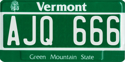 VT license plate AJQ666