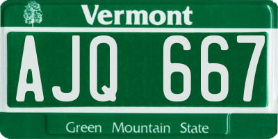 VT license plate AJQ667