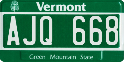VT license plate AJQ668