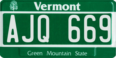 VT license plate AJQ669