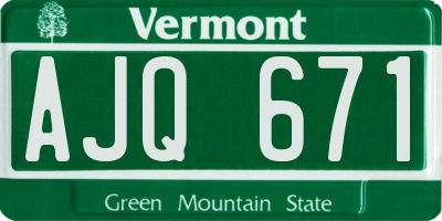 VT license plate AJQ671