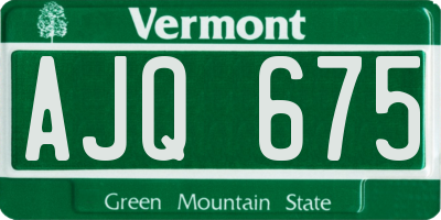 VT license plate AJQ675