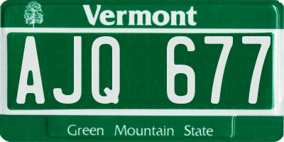 VT license plate AJQ677