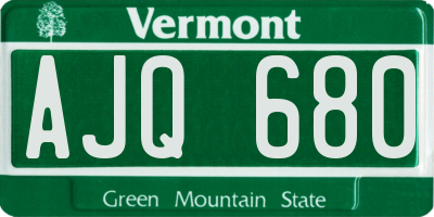 VT license plate AJQ680
