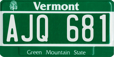 VT license plate AJQ681