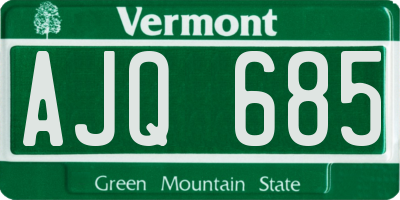 VT license plate AJQ685