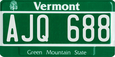 VT license plate AJQ688