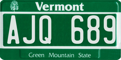 VT license plate AJQ689