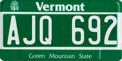 VT license plate AJQ692