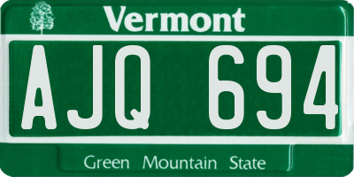 VT license plate AJQ694