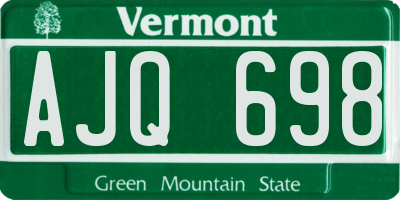 VT license plate AJQ698