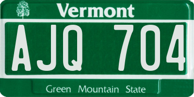 VT license plate AJQ704