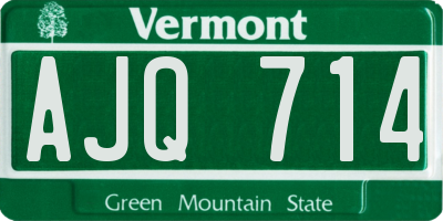 VT license plate AJQ714