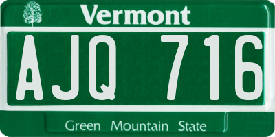 VT license plate AJQ716
