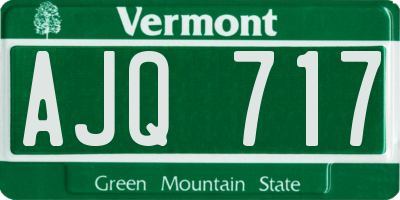 VT license plate AJQ717