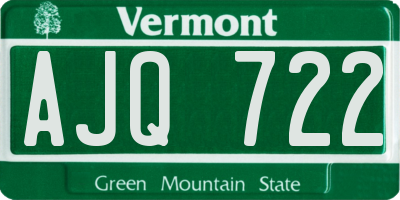 VT license plate AJQ722