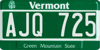 VT license plate AJQ725