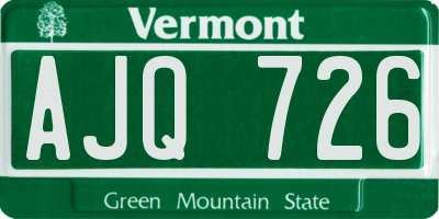 VT license plate AJQ726